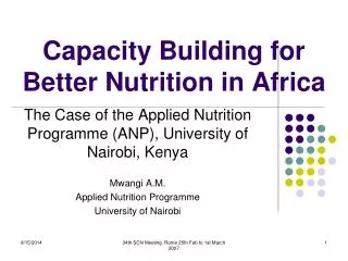 Capacity Building for Better Nutrition in Africa