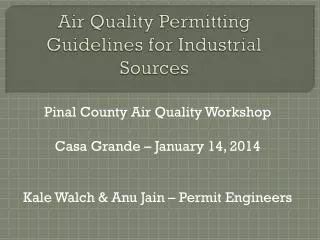 Air Quality Permitting Guidelines for Industrial Sources