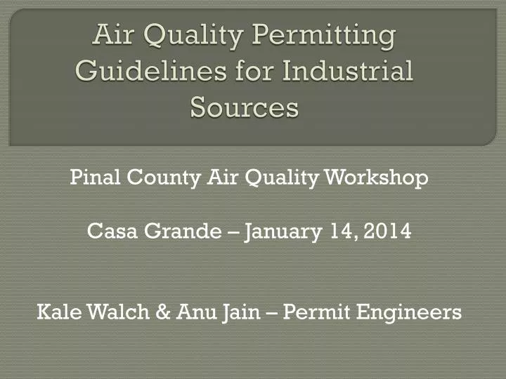 air quality permitting guidelines for industrial sources