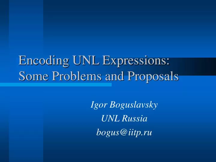 encoding unl expressions some problems and proposals