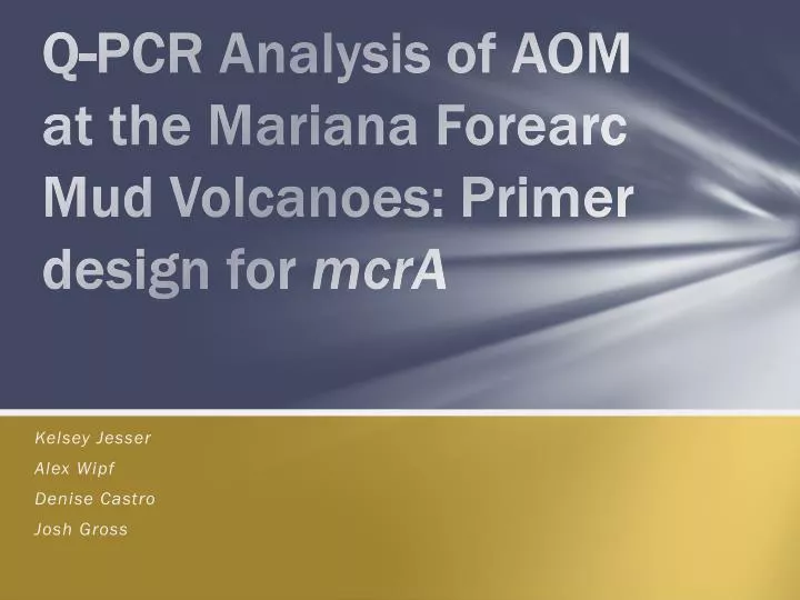 q pcr analysis of aom at the mariana forearc mud volcanoes primer design for mcra