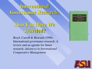 International Governance Research: How Far Have We Traveled?