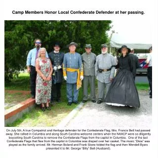 Camp Members Honor Local Confederate Defender at her passing.