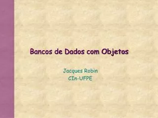 bancos de dados com objetos
