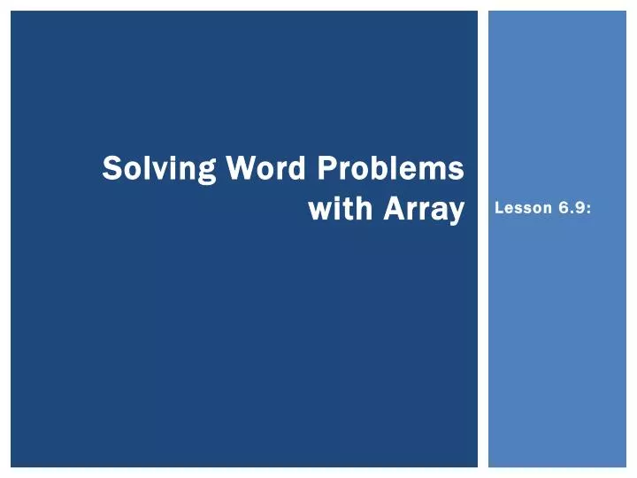 solving word problems with array