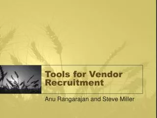 Tools for Vendor Recruitment