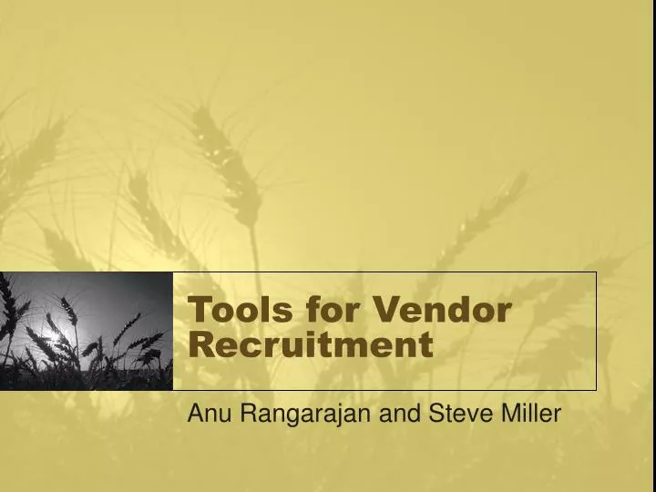 tools for vendor recruitment