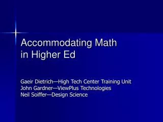 Accommodating Math in Higher Ed