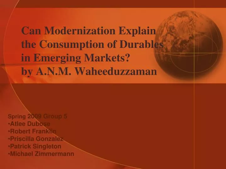 can modernization explain the consumption of durables in emerging markets by a n m waheeduzzaman
