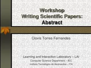Workshop Writing Scientific Papers: Abstract