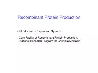 Recombinant Protein Production