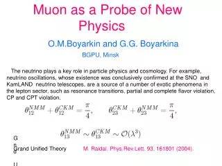 M uon as a Probe of New Physics
