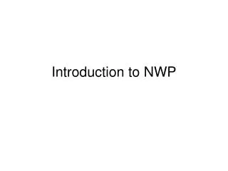 Introduction to NWP
