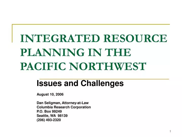 integrated resource planning in the pacific northwest