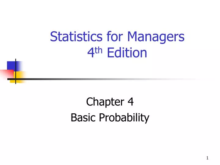 statistics for managers 4 th edition