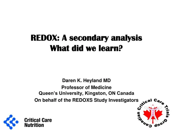 redox a secondary analysis what did we learn