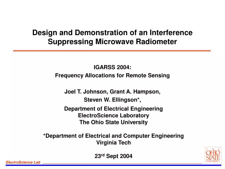 design and demonstration of an interference suppressing microwave radiometer
