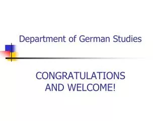 Department of German Studies