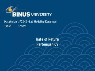 Rate of Return Pertemuan 09