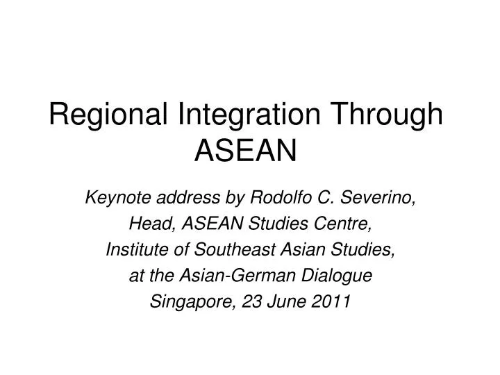 regional integration through asean