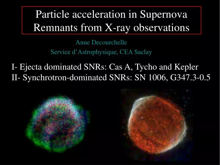 particle acceleration in supernova remnants from x ray observations