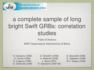 a complete sample of long bright Swift GRBs: correlation studies