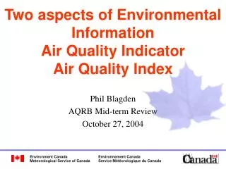 Two aspects of Environmental Information Air Quality Indicator Air Quality Index