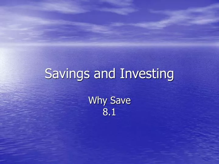 savings and investing