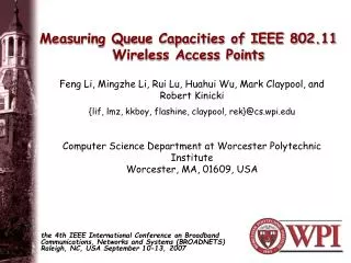 Measuring Queue Capacities of IEEE 802.11 Wireless Access Points