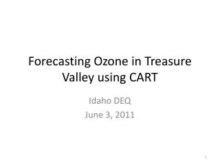 Forecasting Ozone in Treasure Valley using CART