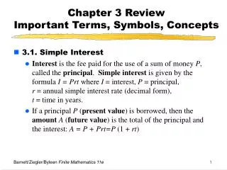 Chapter 3 Review Important Terms, Symbols, Concepts