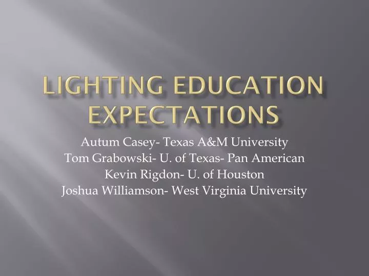 lighting education expectations