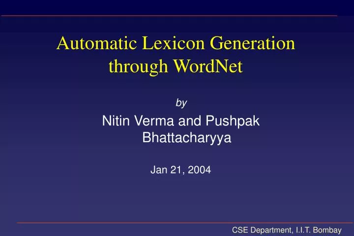 automatic lexicon generation through wordnet