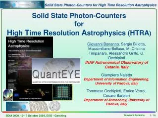 Solid State Photon-Counters for H igh T ime R esolution A strophysics (HTRA )