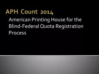 APH Count 2014