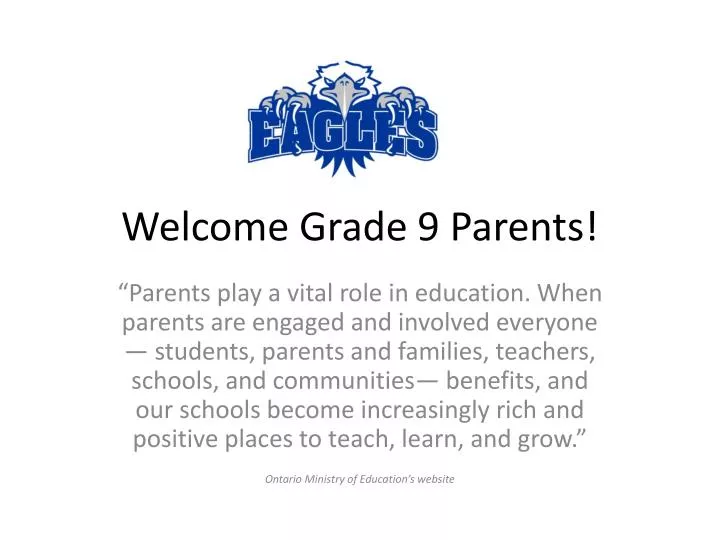 welcome grade 9 parents