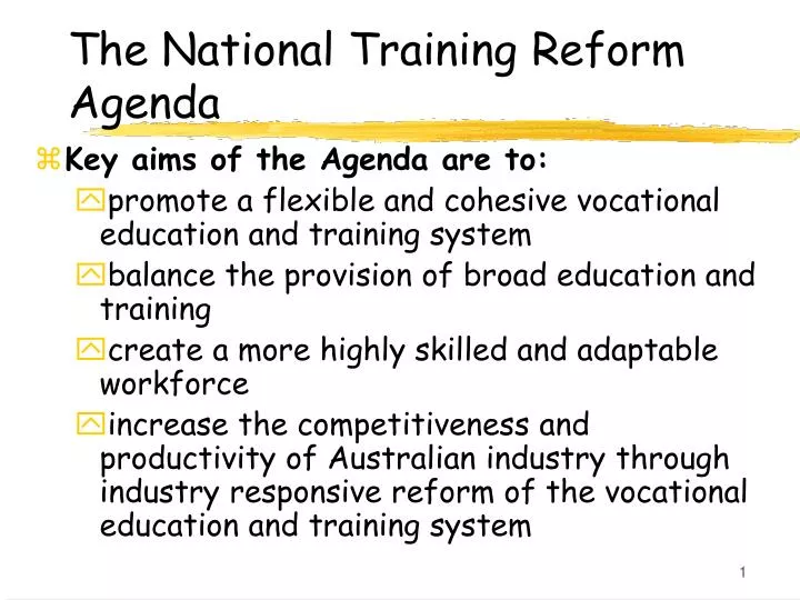 the national training reform agenda