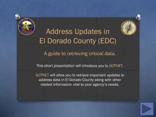 Address Updates in El Dorado County (EDC)