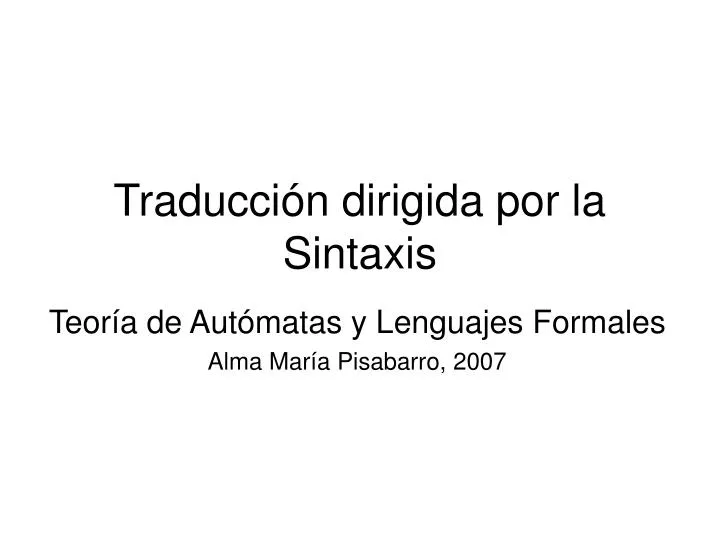 traducci n dirigida por la sintaxis