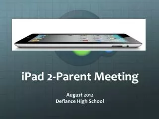 iPad 2-Parent Meeting