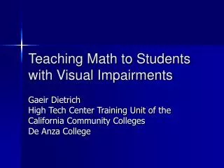Teaching Math to Students with Visual Impairments