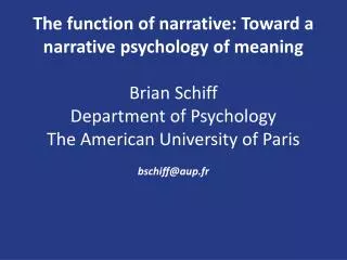 What is narrative? What is narrative psychology?