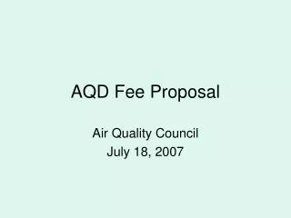 AQD Fee Proposal