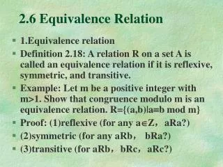 2.6 Equivalence Relation