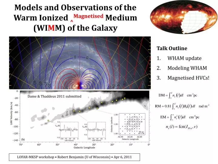 models and observations of the warm ionized magnetised medium wi m m of the galaxy