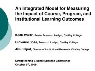 Measuring the Impact of Learning Outcomes