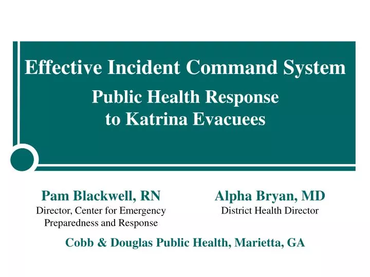 effective incident command system public health response to katrina evacuees