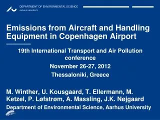 Emissions from Aircraft and Handling Equipment in Copenhagen Airport
