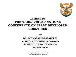 ADDRESS TO THE THIRD UNITED NATIONS CONFERENCE ON LEAST DEVELOPED COUNTRIES