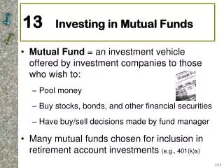 13 Investing in Mutual Funds